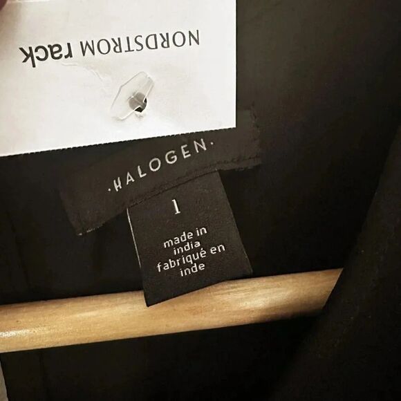 HALOGEN x NORDSTROM | Ruffle Cuff Midi Dress Rich Black Side Slit | Large - Picture 3 of 8